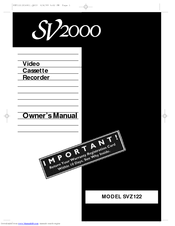 Philips SV2000 SVZ122 Owner's Manual
