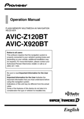Pioneer AVIC Z120BT Operation Manual