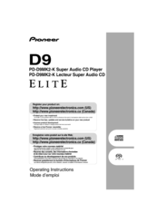 Pioneer SUPER AUDIO CD PLAYER PD-D9MK2-K Operating Instructions Manual