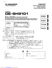Pioneer DE-SH9101 Operating Instructions Manual
