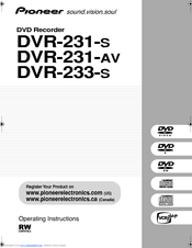 Pioneer DVR-231-AV Operating Instructions Manual