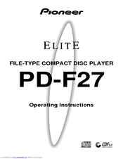Pioneer PD-F19PD-F27 Operating Instructions Manual