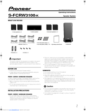 Pioneer S-FCRW3100-k Operating Instructions Manual