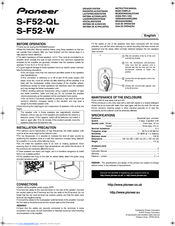 Pioneer S-F52-W Instruction Manual