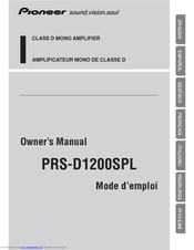 Pioneer PRS-D1200SPL - Premier Amplifier Owner's Manual