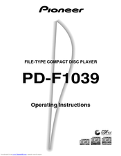 Pioneer PD-F1039 Operating Instructions Manual