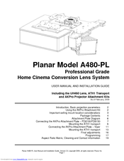 Planar A480-PL User Manual & Installation Manual