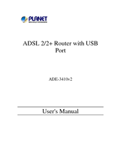 Planet ADSL 2/2+ Router with USB Port ADE-3410v2 User Manual