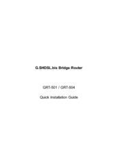 Planet G.SHDSL.bis Bridge Router GRT-504 Quick Installation Manual