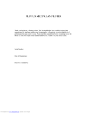 Plinius M12 Instruction Manual