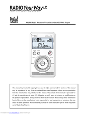 Pogo AM/FM Radio Recorder/Voice Recorder/MP3WMA Player User Manual