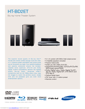 Samsung HT-BD2ET Specification Sheet