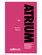 Polk Audio ATRIUM 50 Owner's Manual