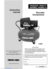 Porter-Cable A18760-1006-1 Instruction Manual