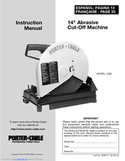 Porter-Cable 1400 Instruction Manual