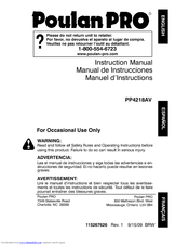 Poulan Pro 115267626 Instruction Manual