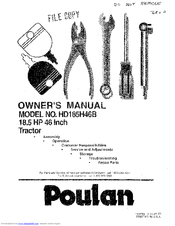 Poulan Pro HD185H46B Owner's Manual