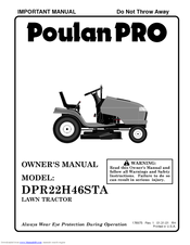 Poulan Pro DPR22H46STA Important Manual