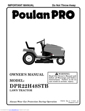 Poulan Pro DPR22H48STB Important Manual