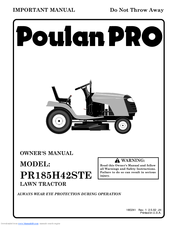 Poulan Pro PR185H42STE Owner's Manual