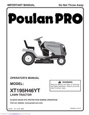 Poulan Pro XT195H46YT Operator's Manual