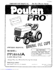 Poulan Pro PP1644JA Owner's Manual