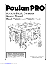 Poulan Pro PP7600E Owner's Manual