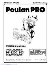 Poulan Pro 96192001903 Owner's Manual