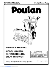 Poulan Pro 96194000504 Owner's Manual