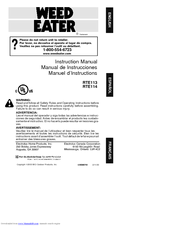 Weed Eater RTE114 Instruction Manual