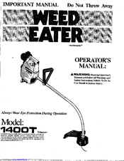 Weed Eater WEED EATER 1988 Operator's Manual