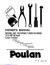 Poulan Pro LAWN TRACTOR PE12538LT Owner's Manual