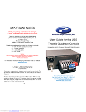 Precision Flight Controls USB Throttle Quadrant Console User Manual