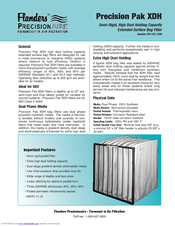 Flanders Semi Rigid Figh Dust Holding C apacity Extended Surface Bag Filter Pak XDH Specification Sheet