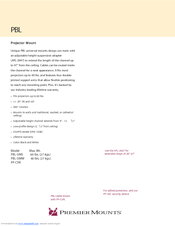 Premier Mounts Universal Projector Mount PBL-UMS Datasheet