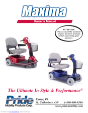 Pride Mobility Maxima Scooter SC940 Owner's Manual