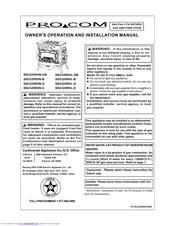 Procom SSU320RHL-GB Owner's Operation And Installation Manual