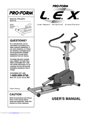 ProForm L.E.X PFEL25070 User Manual