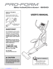Pro-Form StrideClimber 650 User Manual