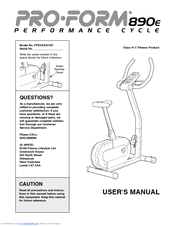 ProForm 890e Performance Cycle User Manual