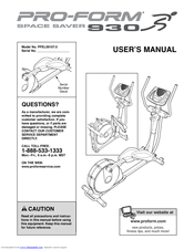 Proform 930 SPACE SAVER Manuals ManualsLib