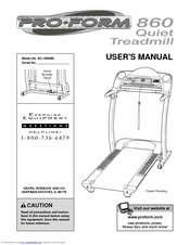 Proform 860 Quiet Treadmill Manuals ManualsLib