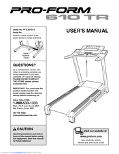 ProForm 610 Tr Treadmill User Manual