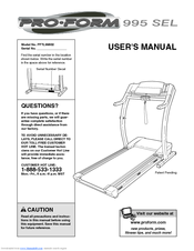 Pro form 995 SEL Manuals ManualsLib