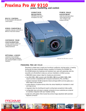 Proxima Pro AV 9310 Specification Sheet
