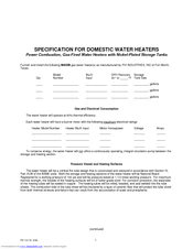 Pvi Domestic Water Heater Specifications
