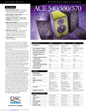 Qsc ACE 540 Specification Sheet