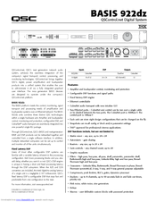 QSC BASIS 922dz Specification Sheet