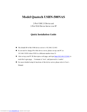 Quatech USBN-500NAS Quick Installation Manual