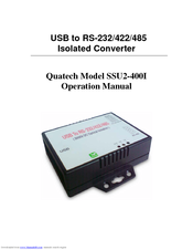 Quatech USB to RS-232/422/485 Isolated Converter SSU2-400I Operation Manual